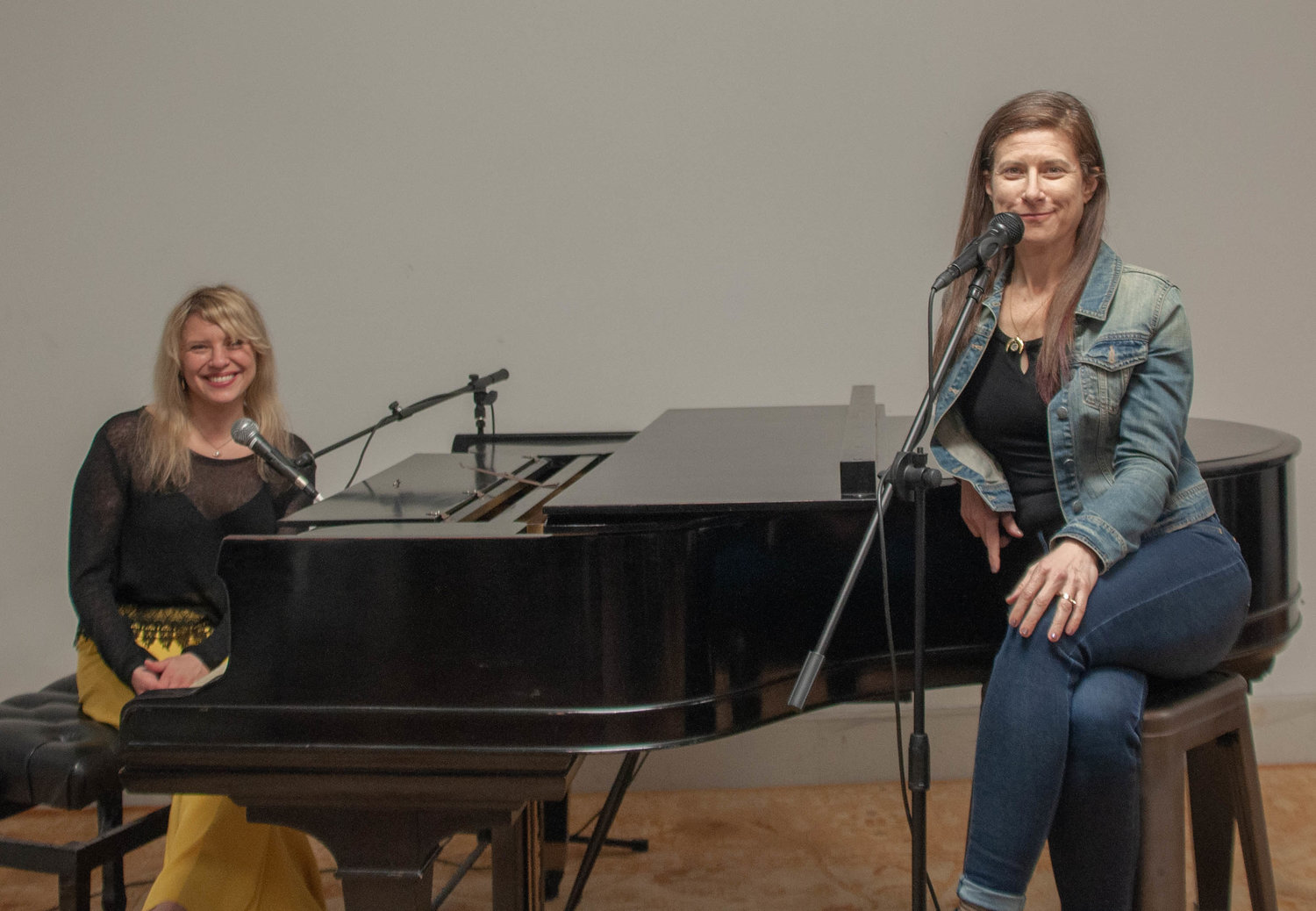 Singer-songwriter Andrea Wittgens, left, debuted her newest work in progress, titled "Songs and Visions," with Lena Kaminsky on vocals. They performed at the penultimate Salon Series DVAA presentation in Narrowsburg, NY last weekend.